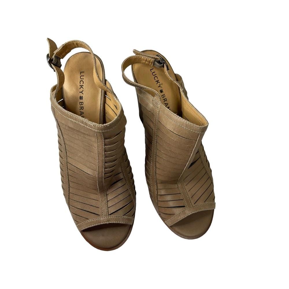 lucky brand heeled sandals 9 1/2 sling back heels